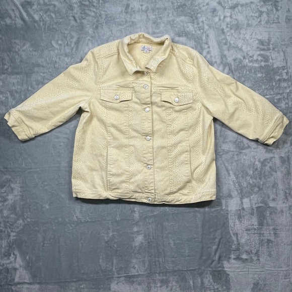 Denim & Co. Jackets & Blazers - Denim & Co Classic Stretch Denim Jacket Womens Yellow 3/4 Sleeve Size L